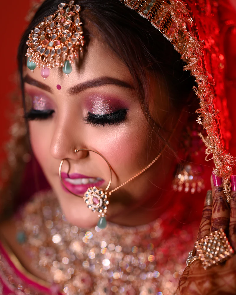 Portrait of a Finenticee student with a bridal look she created